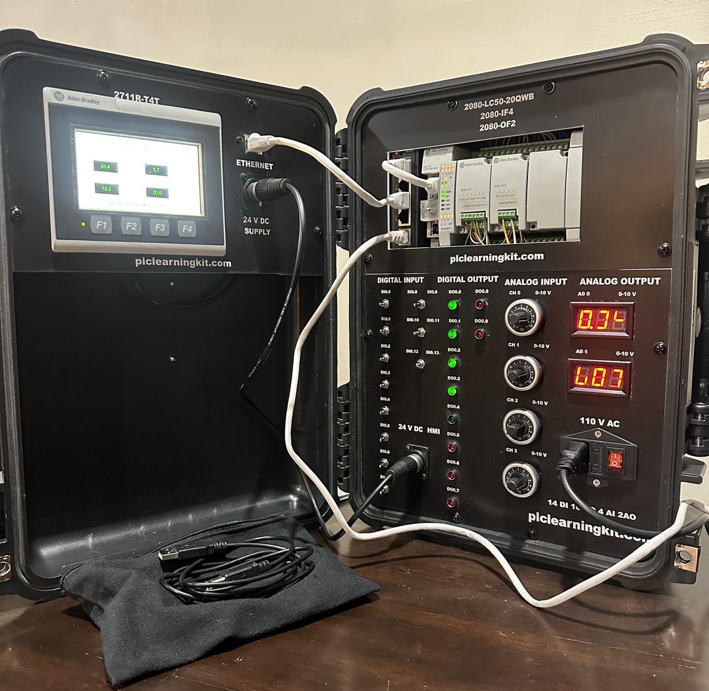 Allen Bradley Micro850 PLC Trainer with Analog, 4” HMI (SKU: AB-S-M850-4HMI)